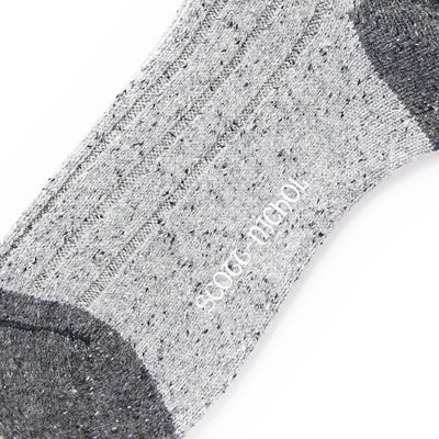 Scott Nichol Thornham Merino Wool/Silk Men's Sock in Mid Grey Fleck/ Yellow