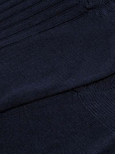 PANTHERELLA Asberley - Luxury Silk 9x1 Rib Socks Navy