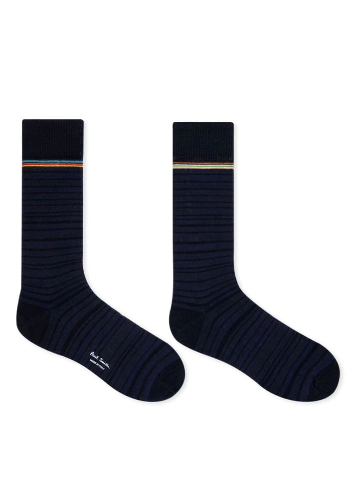 PAUL SMITH Tonal Signature Merino Wool Sock in Navy