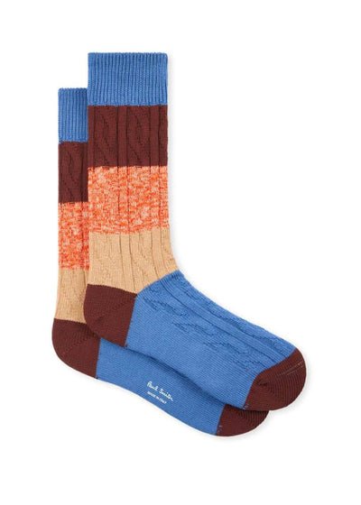 PAUL SMITH Keagan Cable Knit Socks In Blue