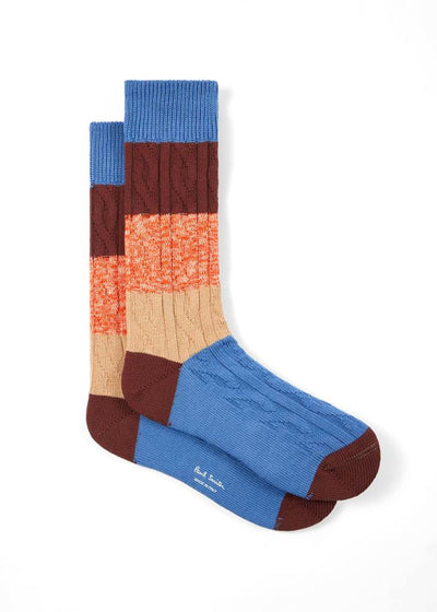 PAUL SMITH Keagan Cable Knit Socks In Blue