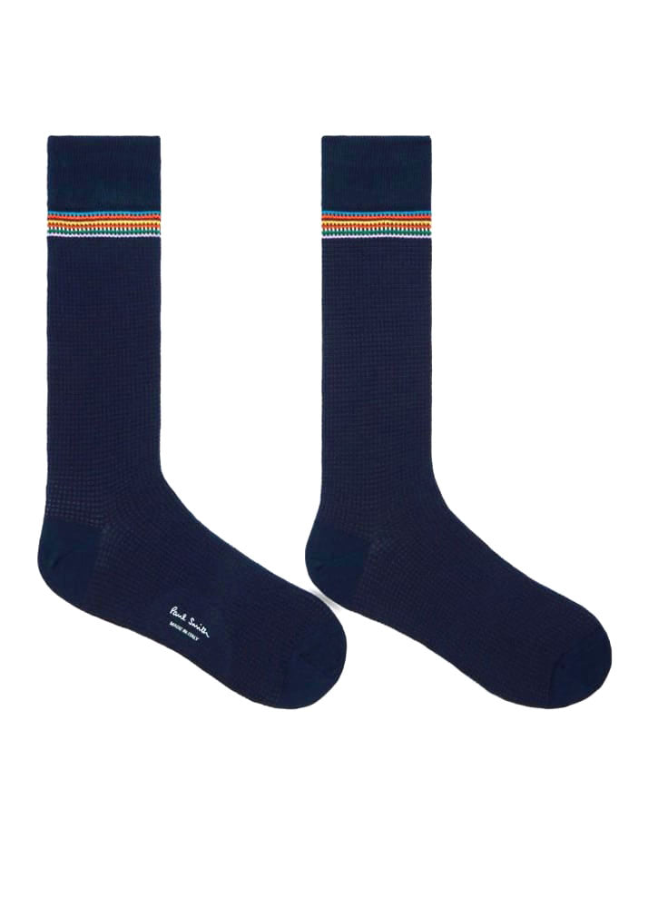 PAUL SMITH Knight textured Signature Sock in Navy
