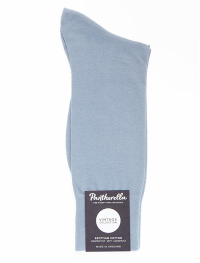 PANTHERELLA Tavener Flat Knit - Comfort Top / Egyptian Cotton Men's Socks in Pale Blue