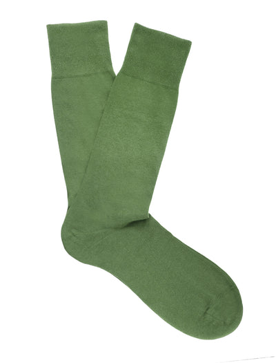 PANTHERELLA Tavener Flat Knit - Comfort Top / Egyptian Cotton Men's Socks in Dark Olive