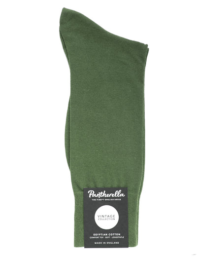 PANTHERELLA Tavener Flat Knit - Comfort Top / Egyptian Cotton Men's Socks in Dark Olive