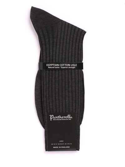 PANTHERELLA Danvers Fil d'Ecosse, Cotton Lisle Socks in Dark Grey