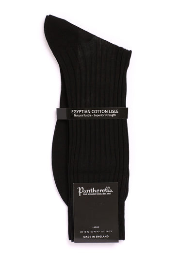 PANTHERELLA (LONG) 'Over the Calf' Danvers Fil d'Ecosse, Cotton Lisle Socks in Black