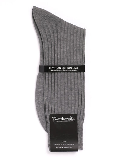 PANTHERELLA Danvers Fil d'Ecosse, Cotton Lisle Socks in Mid Grey