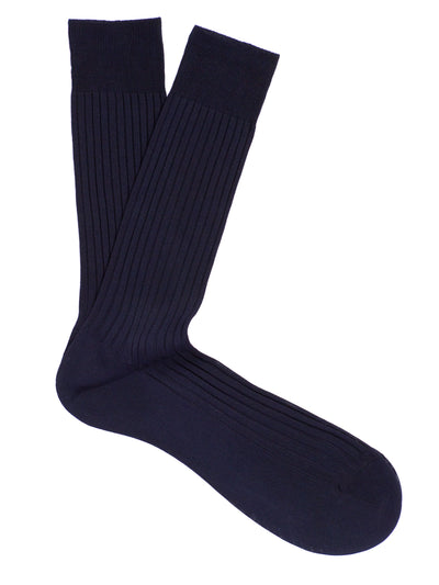 PANTHERELLA Laburnum Ribbed Merino Wool-Blend Socks in Navy