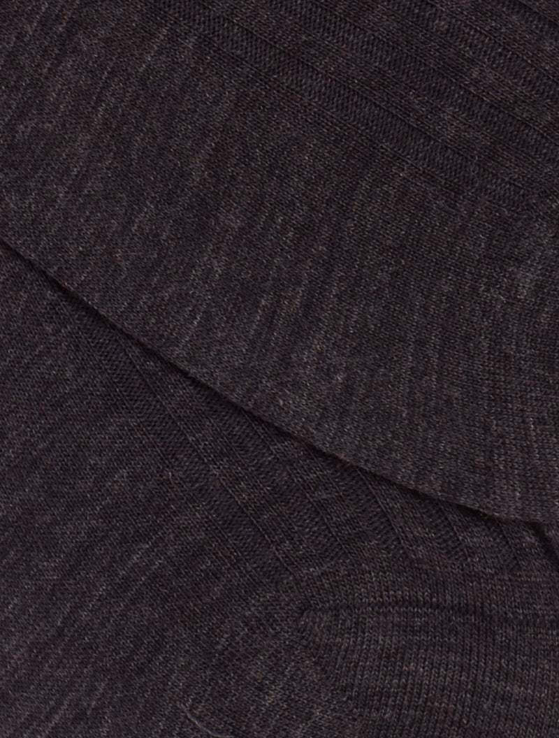 PANTHERELLA Laburnum Ribbed Merino Wool-Blend Socks in Charcoal