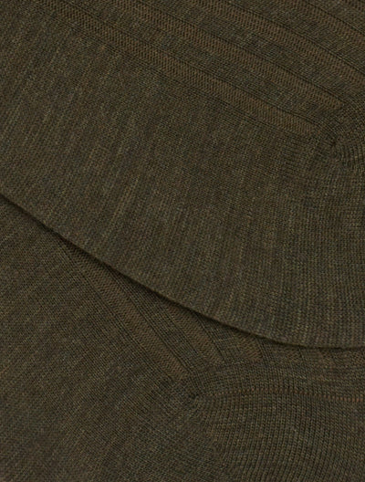 PANTHERELLA Laburnum Ribbed Merino Wool-Blend Socks in Olive