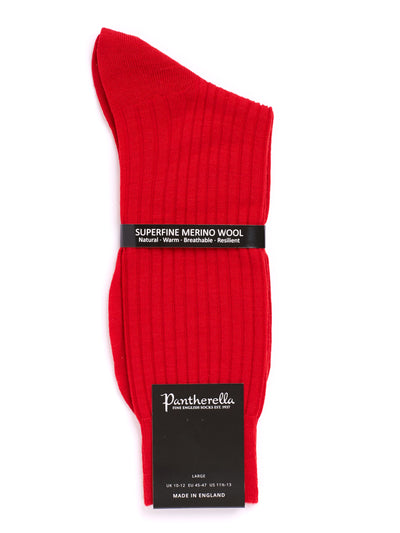 PANTHERELLA Laburnum Ribbed Merino Wool-Blend Socks in Red