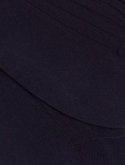 PANTHERELLA Laburnum Ribbed Merino Wool-Blend Socks in Navy