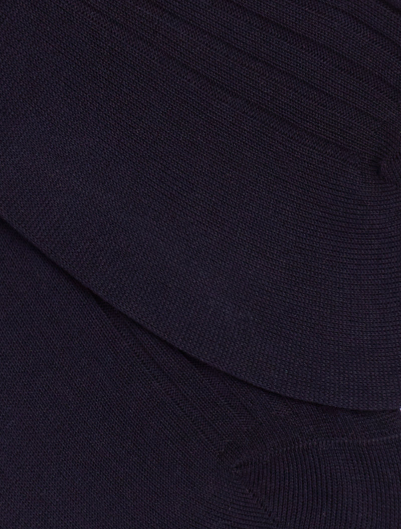 PANTHERELLA Laburnum Ribbed Merino Wool-Blend Socks in Navy