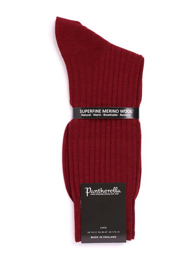 PANTHERELLA Laburnum Ribbed Merino Wool-Blend Socks in Wine