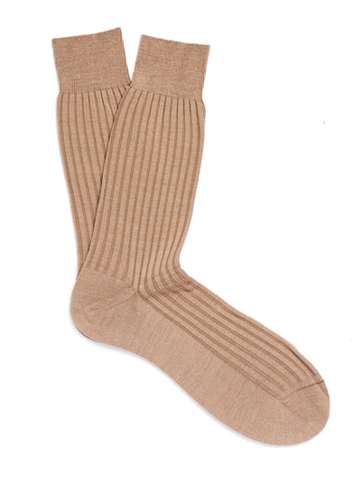 PANTHERELLA Hemingway Ribbed Escorial Wool-Blend Socks in Camel