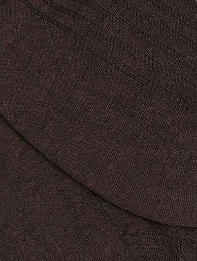 PANTHERELLA Hemingway Ribbed Escorial Wool-Blend Socks in Dark Chocolate