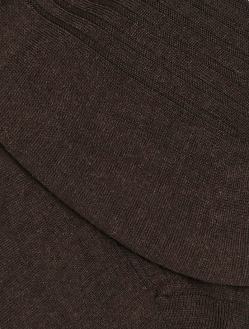 PANTHERELLA Hemingway Ribbed Escorial Wool-Blend Socks in Dark Chocolate