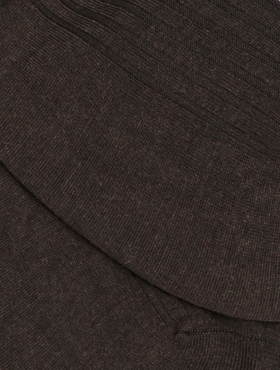 PANTHERELLA Hemingway Ribbed Escorial Wool-Blend Socks in Dark Chocolate