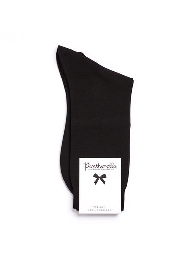 Pantherella, Poppy - Ladies' Flat Knit Ankle Sock - Egyptian Cotton Black