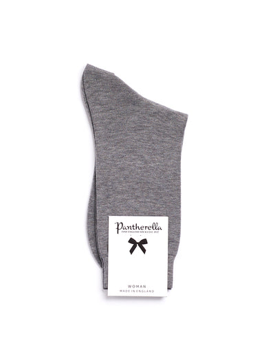 Pantherella, Poppy - Ladies' Flat Knit Ankle Sock - Egyptian Cotton Grey