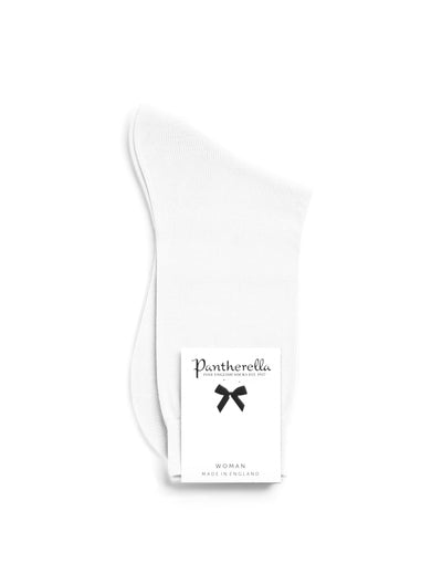 Pantherella, Poppy - Ladies' Flat Knit Ankle Sock - Egyptian Cotton White