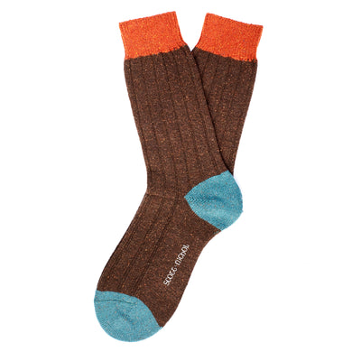 Scott Nichol Thornham Merino Wool/Silk Men's Sock in Dark Brown Fleck