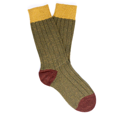 Scott Nichol Thornham Merino Wool/Silk Men's Sock in Dark Khaki Fleck