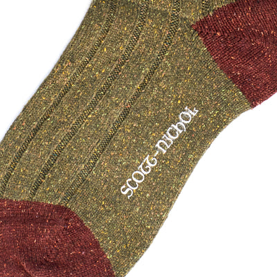 Scott Nichol Thornham Merino Wool/Silk Men's Sock in Dark Khaki Fleck