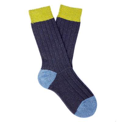 Scott Nichol Thornham Merino Wool/Silk Men's Sock in Navy Fleck