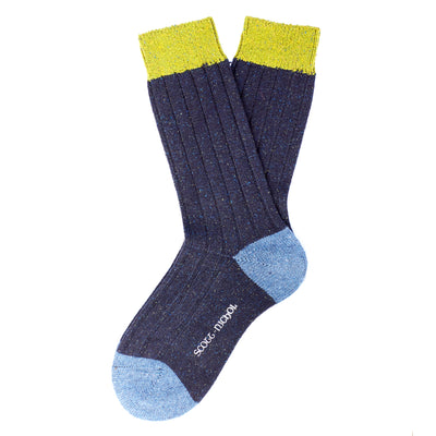 Scott Nichol Thornham Merino Wool/Silk Men's Sock in Navy Fleck
