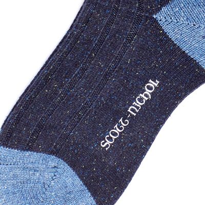 Scott Nichol Thornham Merino Wool/Silk Men's Sock in Navy Fleck