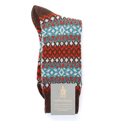 Scott Nichol Fellcroft Fairilse Wool Men's Sock in Dark Brown Fleck