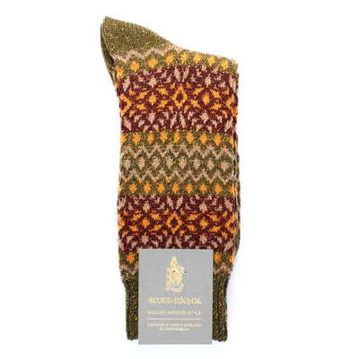Scott Nichol Fellcroft Fairilse Wool Men's Sock in Dark Khaki Fleck