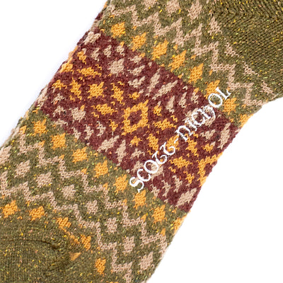 Scott Nichol Fellcroft Fairilse Wool Men's Sock in Dark Khaki Fleck