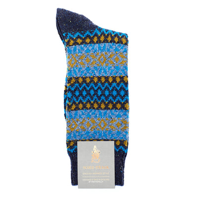 Scott Nichol Fellcroft Fairilse Wool Men's Sock in Navy Fleck