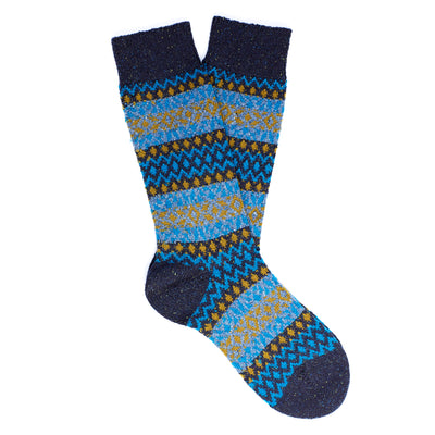 Scott Nichol Fellcroft Fairilse Wool Men's Sock in Navy Fleck