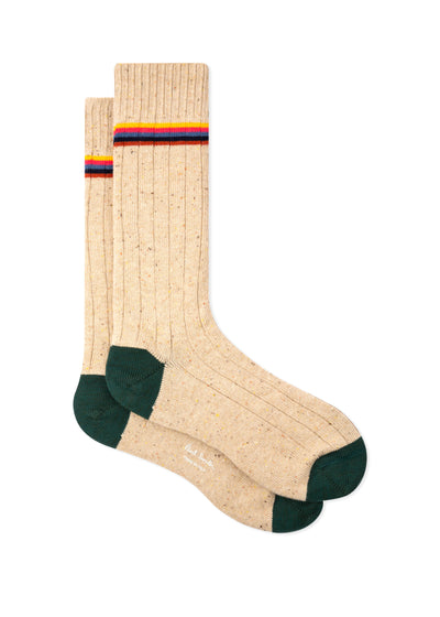 PAUL SMITH Cotton-Silk Nep Ribbed Socks in Sand