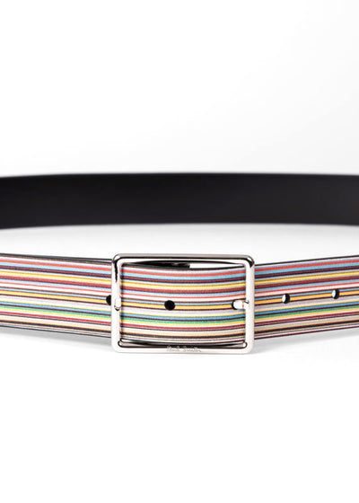 Paul Smith Mens Signature Stripe and Black cut to Fit Reversible Belt