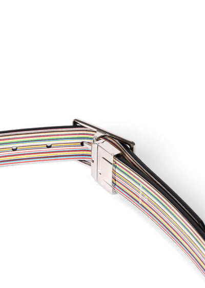 Paul Smith Mens Signature Stripe and Black cut to Fit Reversible Belt