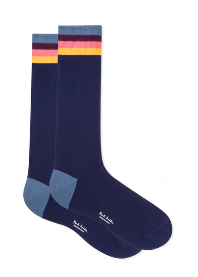 PAUL SMITH Navy 'New Artist Stripe' Cuff Odd Socks