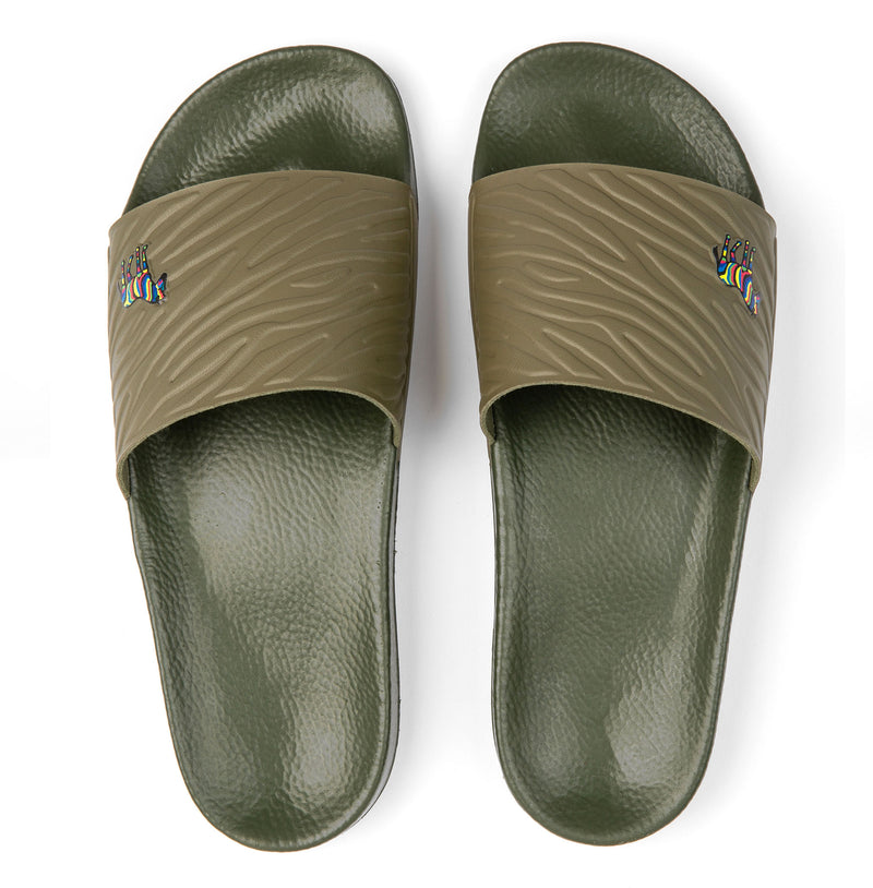 Men's Khaki 'Nyro' Slides With Zebra Logo (New Season)