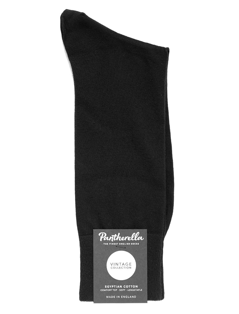 PANTHERELLA Tavener Flat Knit - Comfort Top / Egyptian Cotton Men's Socks in Black