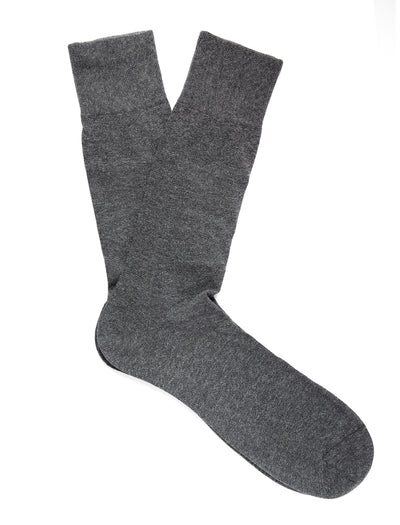 PANTHERELLA Tavener Flat Knit - Comfort Top / Egyptian Cotton Men's Socks in Dark Grey