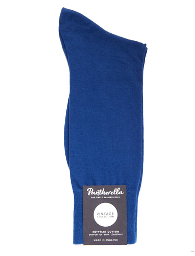 PANTHERELLA Tavener Flat Knit - Comfort Top / Egyptian Cotton Men's Socks in Ocean Blue