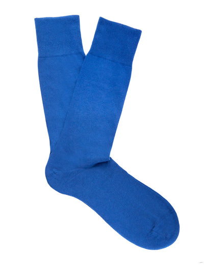 PANTHERELLA Tavener Flat Knit - Comfort Top / Egyptian Cotton Men's Socks in Ocean Blue