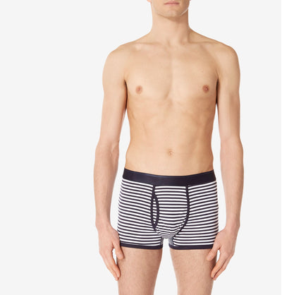 SUNSPEL Superfine Cotton Boxer Briefs in Navy/White Striped