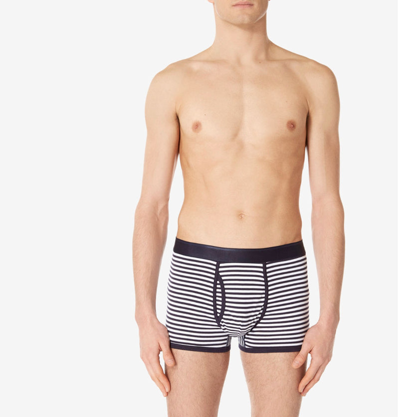 SUNSPEL Superfine Cotton Boxer Briefs in Navy/White Striped