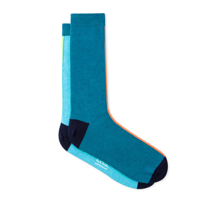 PAUL SMITH Light Blue And Petrol Vertical Stripe Socks