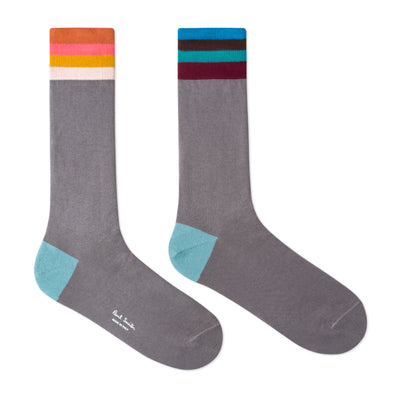 PAUL SMITH Grey 'Artist Stripe' Cuff Odd Socks